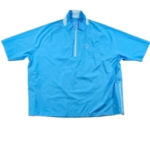 Johnnie-O Stealth Stowable Packable 1/4 Zip Rain Jacket Mens 2 Tone Blue XXLarge